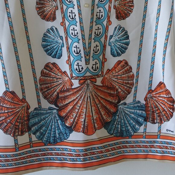 Trissi doubleknit polyester shells clams vacation vacay top S SM Small Medium M - Picture 14 of 16
